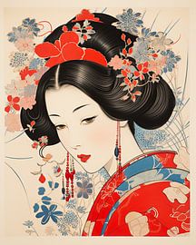 Hokusai Geisha 08 by Peet de Rouw