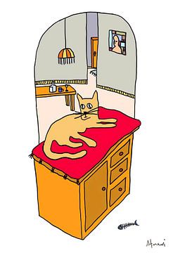 Cat on the cupboard by Atmani Blok