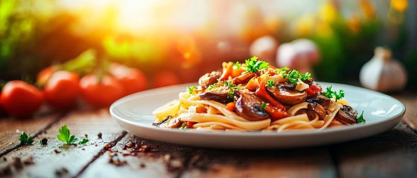 Leckere Pasta mit frischem Gemüse von Poster Art Shop