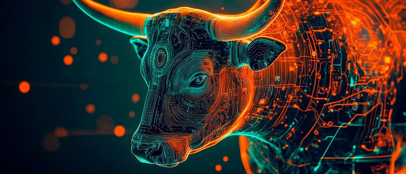 Digital cow with neon effects by Poster Art Shop
