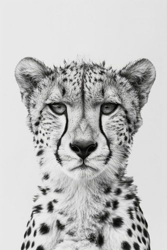 Cheetah portret in zwart-wit
