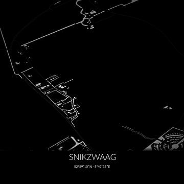 Black-and-white map of Snikzwaag, Fryslan. by Rezona