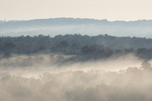 Gelaagd landschap met mist van Liesbet den Daas