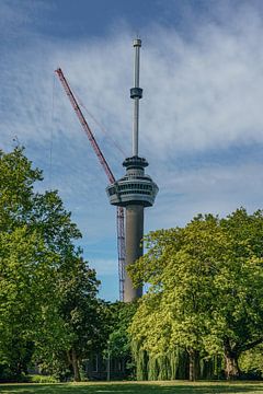 Terex Demag CC3800 hijskraan naast de Euromast. van Jaap van den Berg