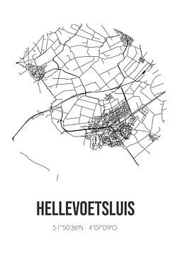 Hellevoetsluis (Zuid-Holland) | Landkaart | Zwart-wit van Rezona