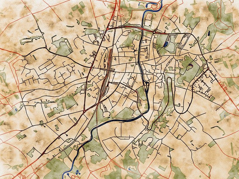 Map of Geraardsbergen with the style 'Serene Summer' by Maporia