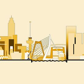 Rotterdamse skyline in goudtinten van Frans Blok