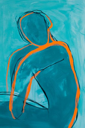 Abstracte vorm in blauw en oranje