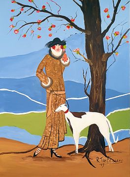 Dame met Galgo van Rita Tielemans Kunst