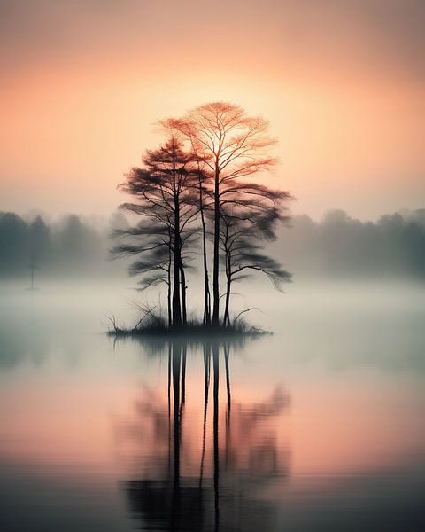 Morgennebel am See von fernlichtsicht