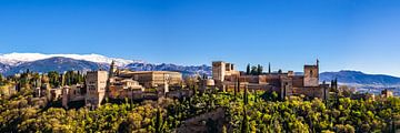 Panorama werelderfgoed Moors fort Alhambra in Granada Spanje van Dieter Walther