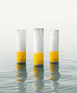 Drei Pfähle im Meer