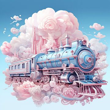 Le train rose dans les nuages sur Art Lovers