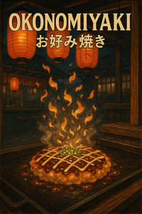 Okonomiyaki-Poster im Anime-Stil - Japanische Street Food Wandkunst