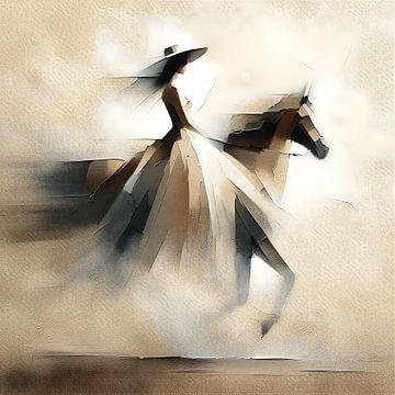 Abstract Vrouw op Paard van FoXo Art