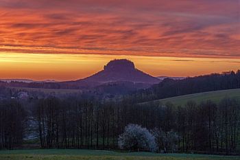 Sonnenaufgang am Lilienstein in der Sächsischen Schweiz