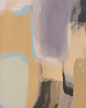 Modern abstract contemporary art in pastel colors. Beige, brown, purple, taupe and blue. by Dina Dankers