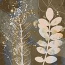 Abstracte retro botanische bladeren in bruin, taupe, grijs, zilver, beige van Dina Dankers thumbnail