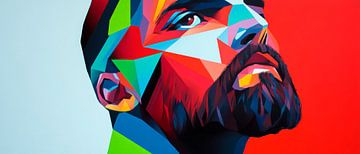 Geometrisch portret in verschillende kleuren van Poster Art Shop