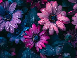 flowers with water droplets by haroulita