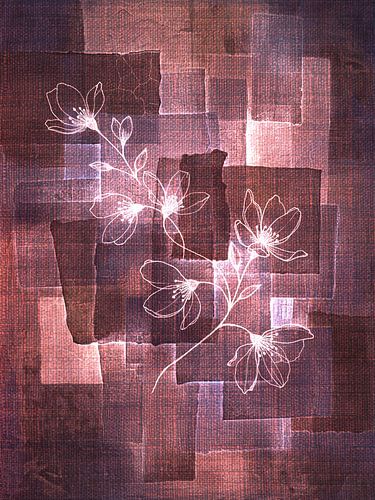 Japandi Art. Botanisch in Textur im Wabi-Sabi-Stil