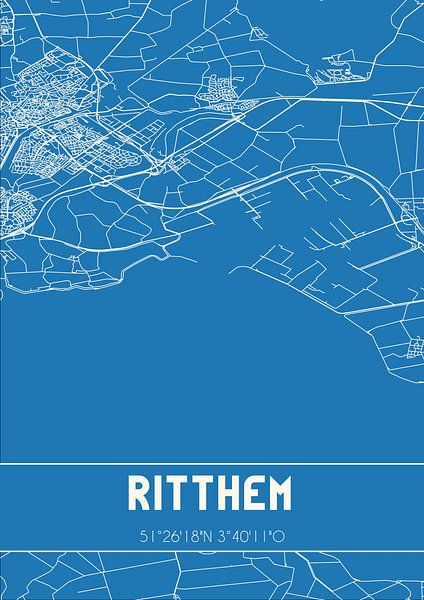 Blueprint | Map | Ritthem (Zeeland) by Prints of Place