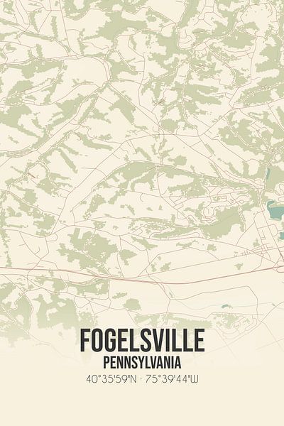 Carte ancienne de Fogelsville (Pennsylvanie), USA. par Affiches de lieux