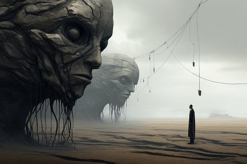 Landscape surreal abstract and bizarre with alien life