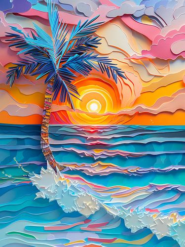 Kunst op papier bij zonsondergang