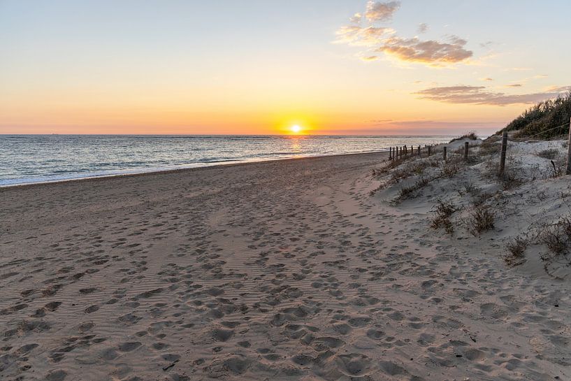 Sunset on the beach, nature reserve of Los Corrales de Rota, Costa de la Lutz, Córdoba, Andalusia, Spain by Fotos by Jan Wehnert