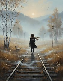 Walking Alone Along the Quiet Railway by Regan Frederick