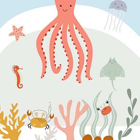 Octopus in de zee, kinderkamer van Iris Koopmans