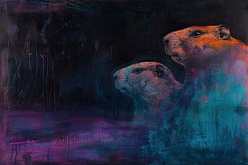 Capybara néon | Capybara crépusculaire