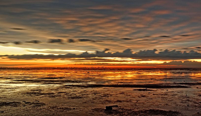 zonsondergang waddenzee par rene schuiling