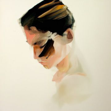 Abstract portret in aardetinten van Carla Van Iersel
