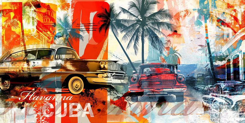 Cuba klassieke auto collage van ARTemberaubend