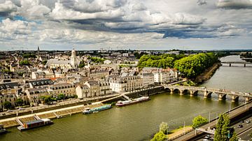 landscape old town cathedral bridge and Loire river in Angers France by Dieter Walther
