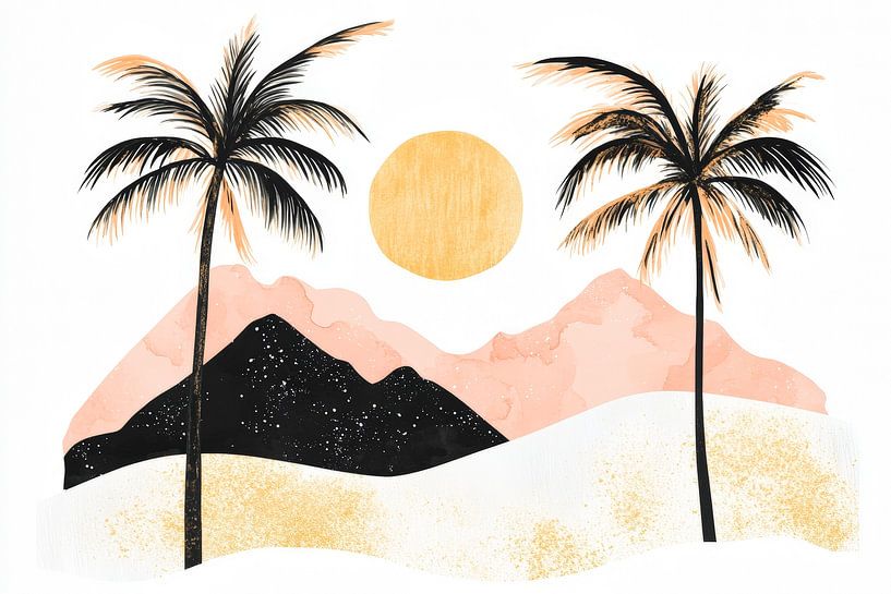 Tropical paradise with sunset by Poster Art Shop