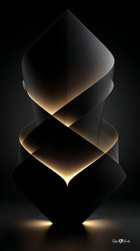 abstract zwart met zacht goud van Gelissen Artworks