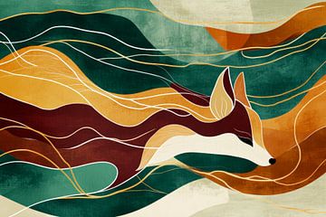 Abstract fox in soft colours by Poster Art Shop