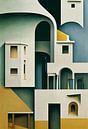 Spaanse witte stad, Pueblos Blancos, Alhambra, geometrie, witte gebouwen, minimalistisch, schilderij van Color Square thumbnail