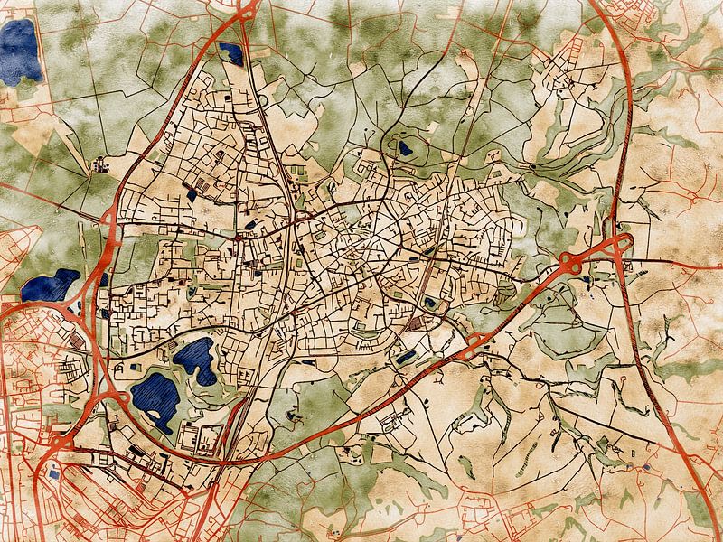 Map of Ratingen with the style 'Serene Summer' by Maporia