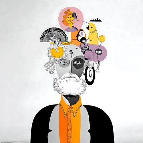 Elegant abstract portret met kleurrijke vloeiende vormen