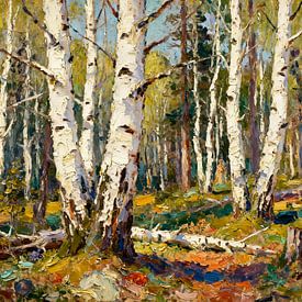 Farbenrausch im Birkenhain von Kristin M