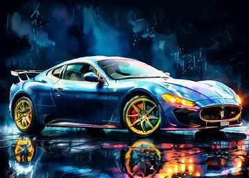 Maserati MC20 aquarel neon van MIROKKU