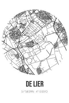 De Lier (Zuid-Holland) | Landkaart | Zwart-wit van MijnStadsPoster