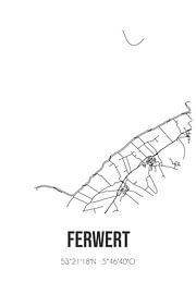 Ferwert (Fryslan) | Karte | Schwarz und Weiß von Ortsdrucke