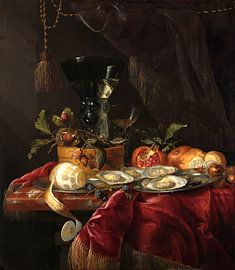 Nature morte aux fruits, aux huîtres et au rome, Abraham Mignon