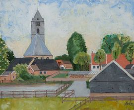 Zalk vanaf de Zalkerdijk van Antonie van Gelder Beeldend kunstenaar