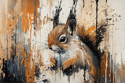 Abstract eekhoorn schilderij met spetters